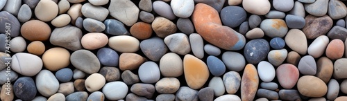 Colorful pebbles background. Colorful pebbles background. Travel and vacation concept with copy space. 