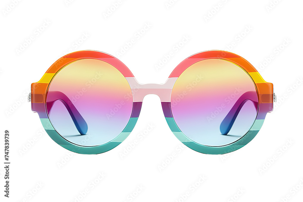 Fototapeta premium Round shaped hippie sunglasses isolated on PNG Background. Generative Ai.