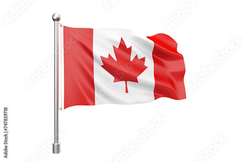 Canada flag waving isolated on PNG Background. Generative Ai. 
