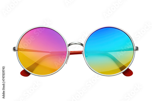 Round shaped hippie sunglasses isolated on PNG Background. Generative Ai. 