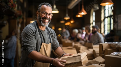 Volunteers getting groceries donation