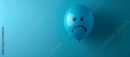 blue balloon with a sad smile, sad Monday, depression