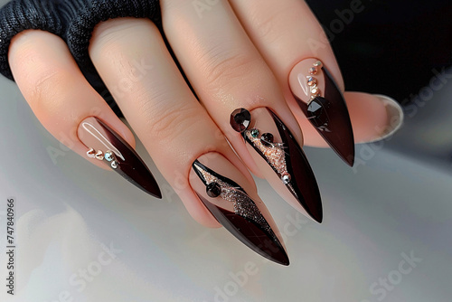manicure and nails, hands with manicure, manicure and pedicure, Nails, trending nail art nails, one hand, perfect fingers, perfect long nails