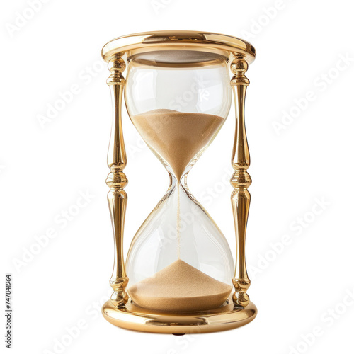 A classic hourglass with sand flowing through it isolated on transparency background PNG