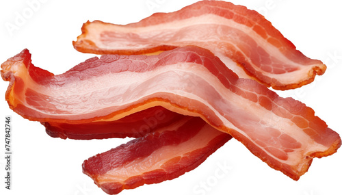 Strips of fried crispy bacon isolated. photo