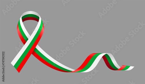 Bulgarian flag stripe ribbon wavy background layout. Vector illustration.