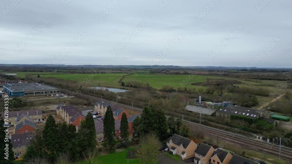 Most Beautiful High Angle View of Arseley Town of England UK. The Footage Was Captured During Cloudy and Rain Day. Most Beautiful High Angle View of Arseley Town of England UK. The Footage Was Captured During Cloudy and Rain Day.