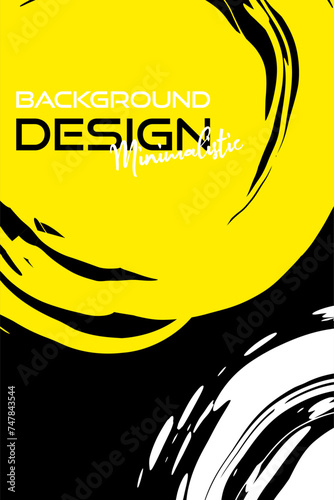 White yellow ink brush stroke on black background. Japanese style. Vector illustration grunge stains. Brushes illustration.