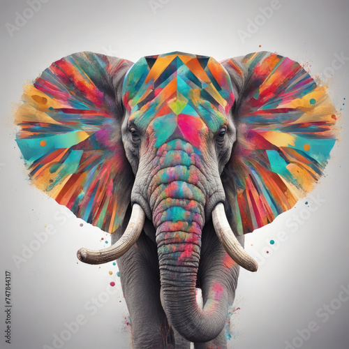 Drawing of a colorful elephant