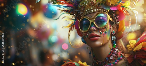 Draped in feathers, glitter, and beads, a masked reveler becomes the embodiment of carnival excitement, igniting joy in all who cross their path © Murda