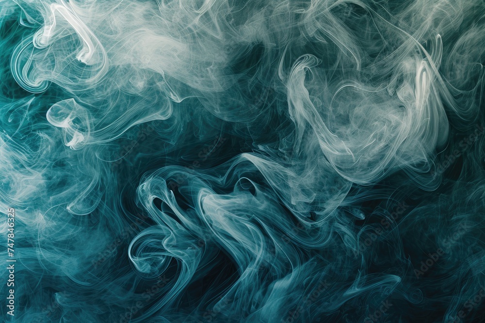 Blue and White Smoke Swirls in the Air at a Concert, Smoky swirls of dark teal and navy, invoking mystery and intrigue, AI Generated Blue and White Smoke Swirls in the Air at a Concert, Smoky swirls of dark teal and navy, invoking mystery and intrigue, AI Generated