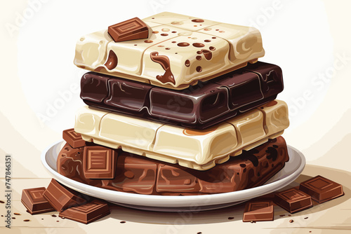 Chocolate selection in white isolated background