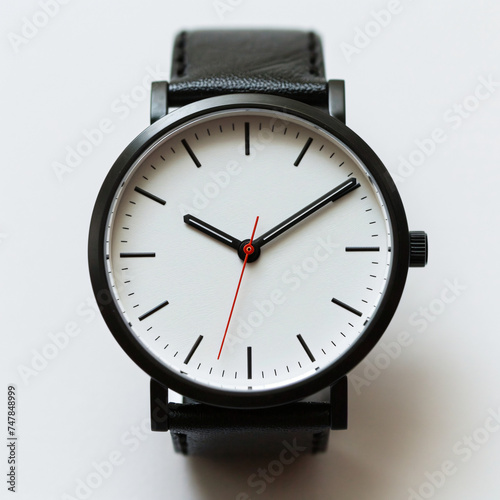 minimal black and white wrist watch mock up isolated on white background