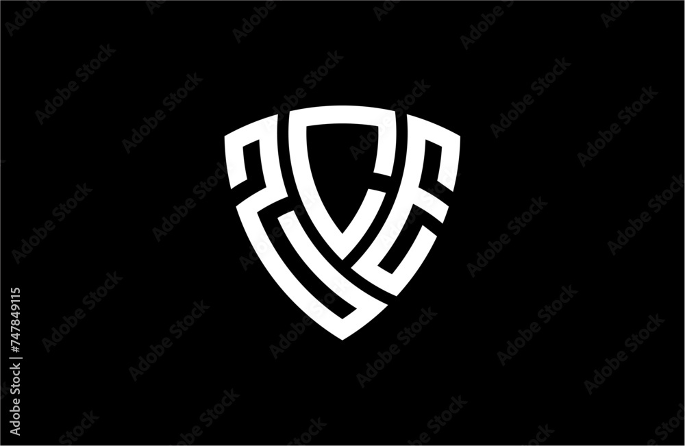 ZCE creative letter shield logo design vector icon illustration ZCE creative letter shield logo design vector icon illustration