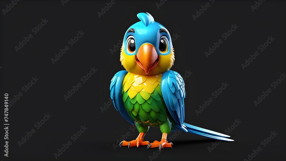 cute parrot. a bird parrot emoji on a black background