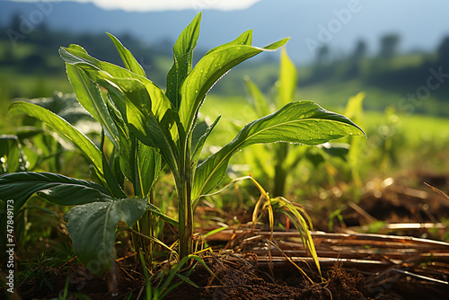 Plantain Plants In an open field with sunlight