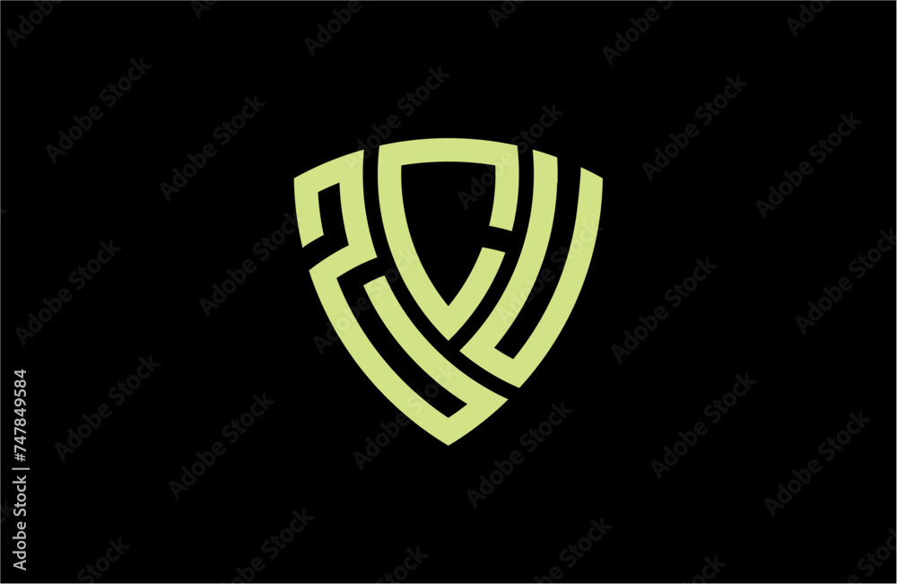 ZCU creative letter shield logo design vector icon illustration ZCU creative letter shield logo design vector icon illustration