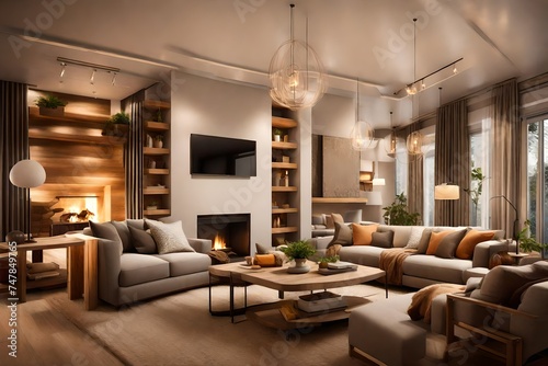 living room interior generated by AI technology