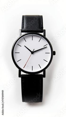 minimal black and white wrist watch mock up isolated on white background