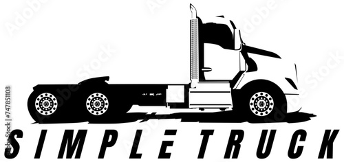 semi truck black and white design vector	 photo