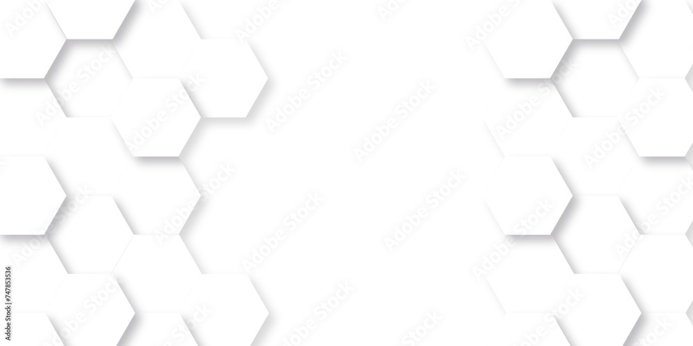 Hexagonal background with hexagons. Abstract background with lines. 3d texture background.  abstract technology mosaic background. white paper texture and futuristic web cell business. - obrazy, fototapety, plakaty 