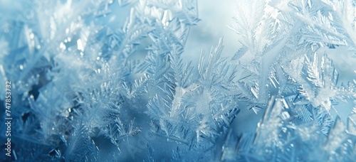 Wallpaper Mural Intricate frost patterns emerge in breathtaking detail against a backdrop of cool, tranquil blue Torontodigital.ca