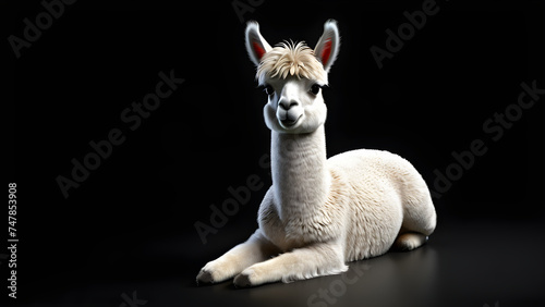 cute animal alpaca. illustration. a pet animal alpaca on a black background