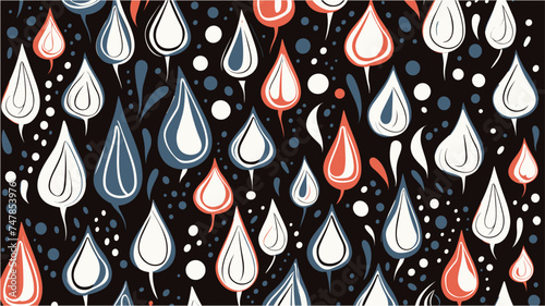 Seamless Pattern Water drop. Vector doodle seamless background with drops. Rainy Day Pattern. Seamless cute background. Shower curtain design, bath decoration.
