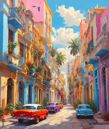 Digital art Vibrant urban landscape painting inspired,generative AI