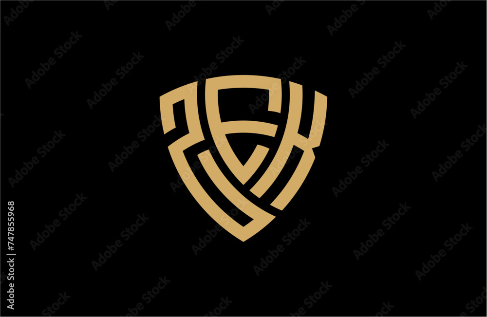 ZEK creative letter shield logo design vector icon illustration ZEK creative letter shield logo design vector icon illustration