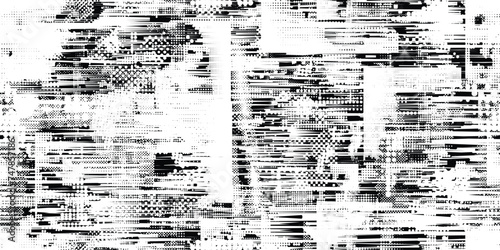 Glitch distorted grungy abstract forms . Blob shape organic seamless pattern texture. Fluid shapes .Grunge textured . Liquid vector shapes with speed lines .Screen print endless pattern texture