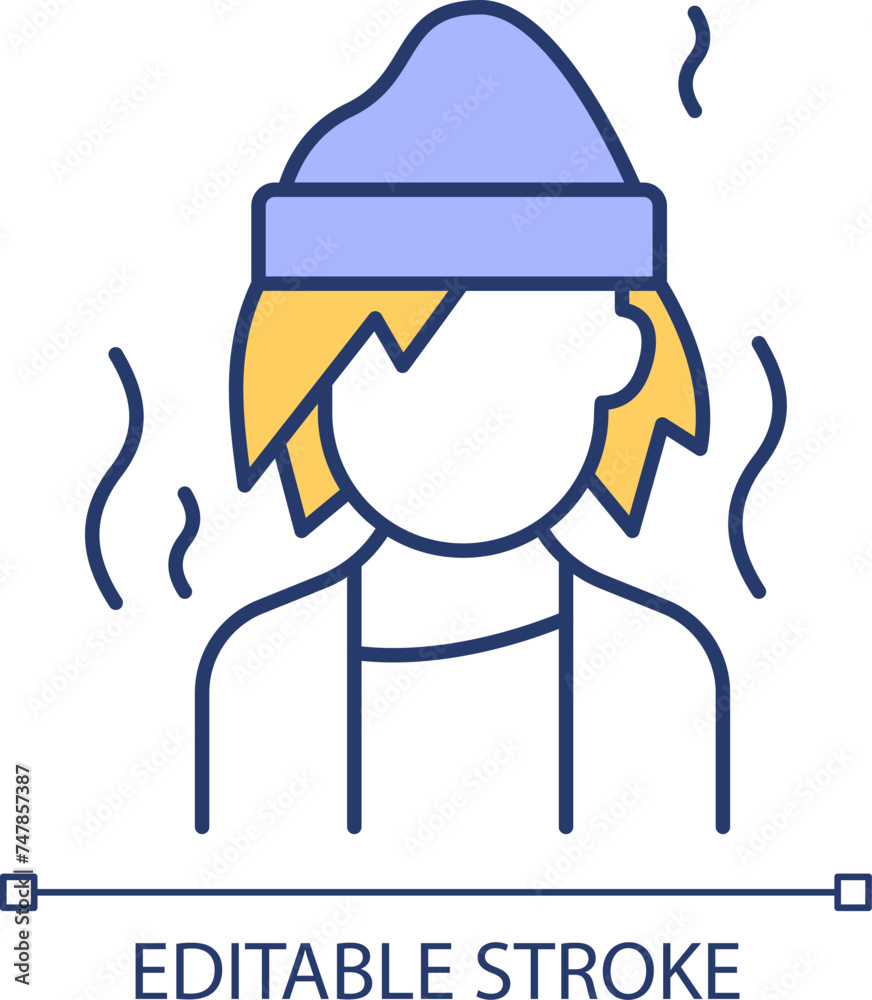Fototapeta premium Social avolition RGB color icon. Asocial behavior, social issues. Lack of motivation, exhaustion. Mental illness, isolation. Isolated vector illustration. Simple filled line drawing. Editable stroke