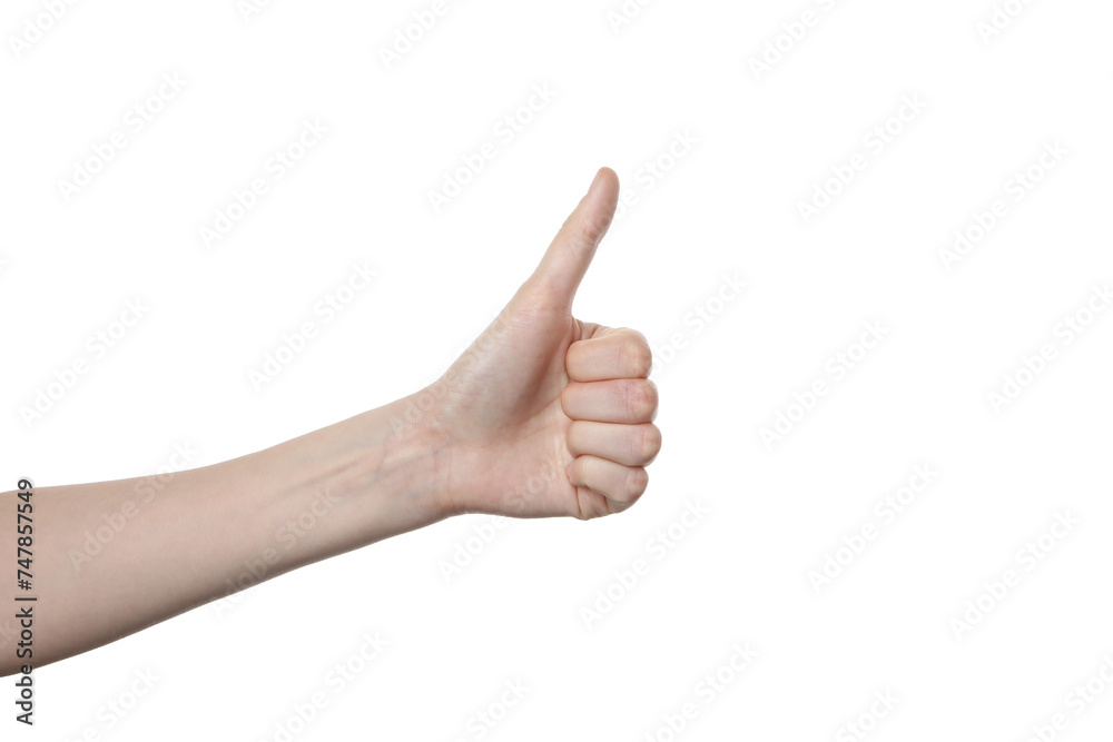 PNG,female hand shows thumb up, isolated on white background PNG,female hand shows thumb up, isolated on white background
