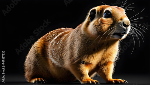 pet animal prairie dog on a black background. prairie dog illustration. cute pet prairie dog