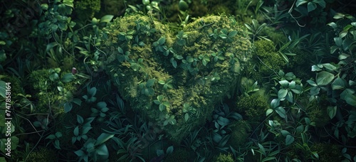 A lush forest jungle forms the backdrop  with a heart-shaped focal point exuding tranquility and nature s embrace.