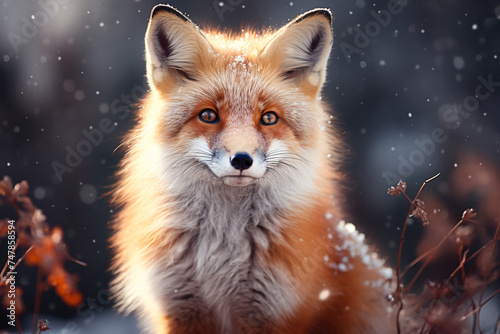 Red fox in winter forest Pretty © wendi