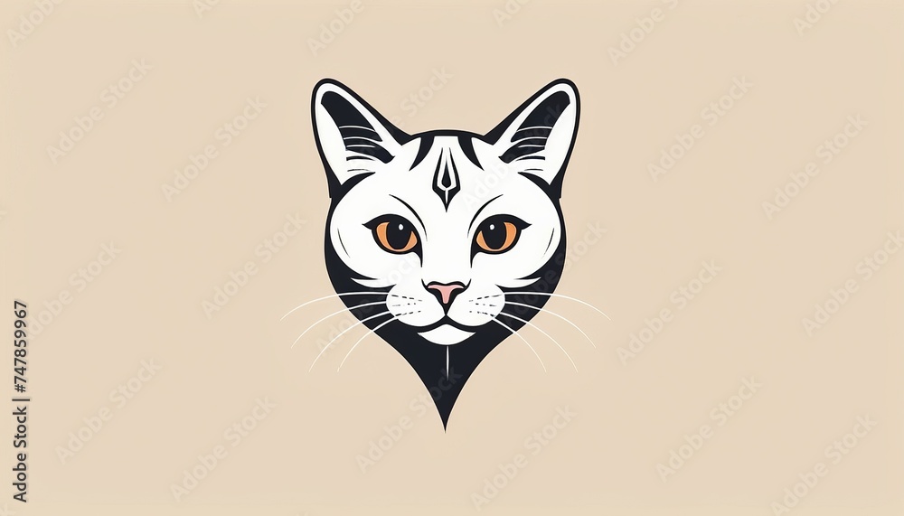 Tattoo Inspired Cat Symbol: A Vector Illustration