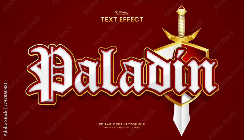 decorative red paladin editable text effect vector design