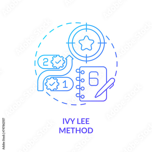 Ivy Lee method blue gradient concept icon. Time management. Round shape line illustration. Abstract idea. Graphic design. Easy to use in infographic, promotional material, article, blog post