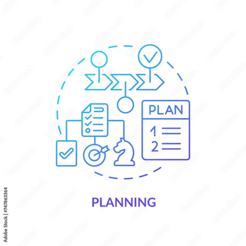 Planning blue gradient concept icon. Time organization. Round shape line illustration. Abstract idea. Graphic design. Easy to use in infographic, promotional material, article, blog post Planning blue gradient concept icon. Time organization. Round shape line illustration. Abstract idea. Graphic design. Easy to use in infographic, promotional material, article, blog post