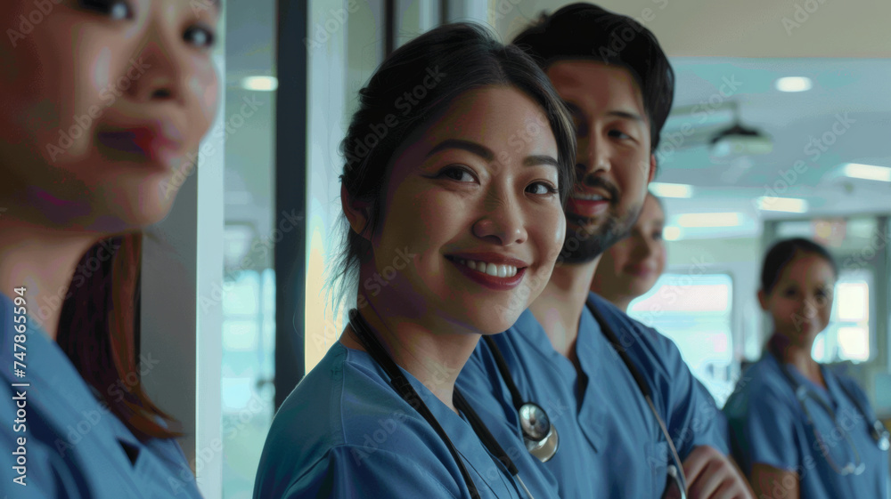 Fototapeta premium Group of healthcare professionals smiling with confidence and compassion.