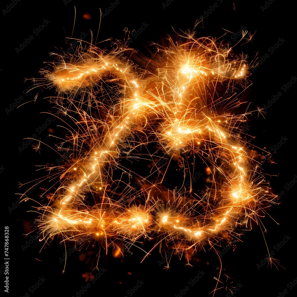 The number 25 is depicted in a dazzling display of sparklers, shining brightly against a dark background, representing celebration and significant milestones. It's a moment of festivity captured in