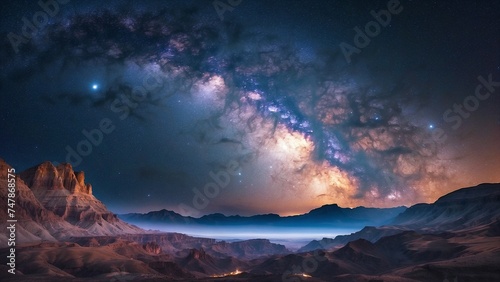 Galaxy milky way over the mountain © Tae