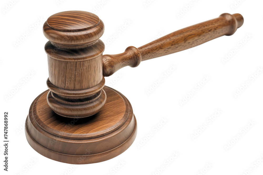 Elegant Wooden Gavel Isolated on White