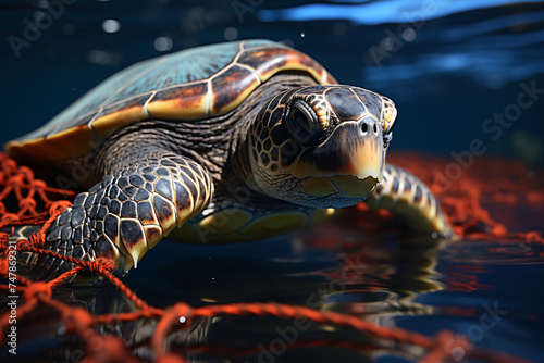 Turtle Caught In Fisherman's Net © wendi