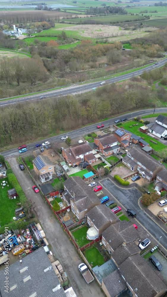 Most Beautiful High Angle View of Arseley Town of England UK. The Footage Was Captured During Cloudy and Rain Day. Most Beautiful High Angle View of Arseley Town of England UK. The Footage Was Captured During Cloudy and Rain Day.