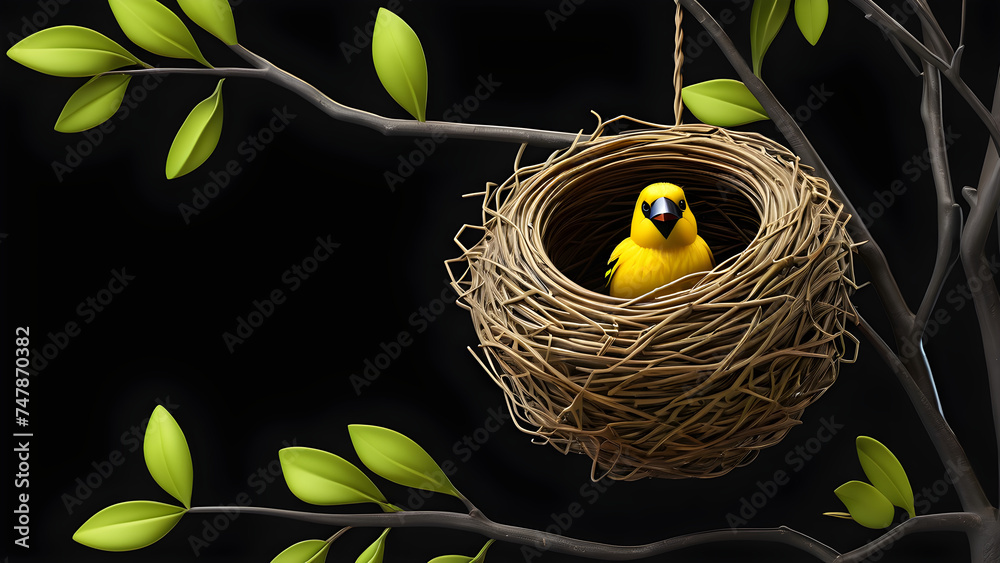 glassy a birds baya weaver bird nest in aplum tree emoji on black