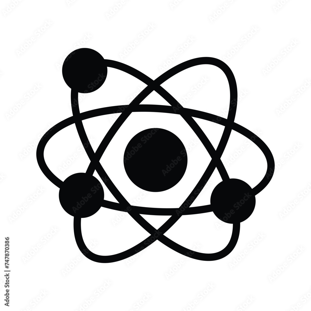 An isometric vector style of quantum physics, atom icon design An isometric vector style of quantum physics, atom icon design