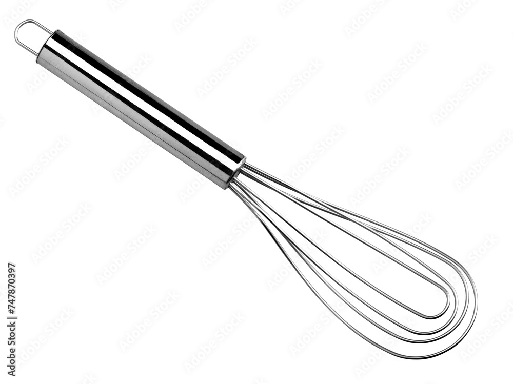 Stainless steel whisk isolated on white background
