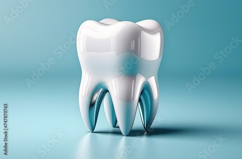 3d object illustration for white dentist tooth Banner  copy space